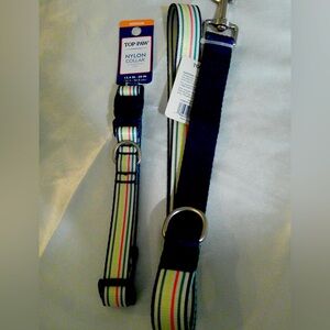 Top Paw Pemberton Stripe Collar (M) and Matching Leash Set